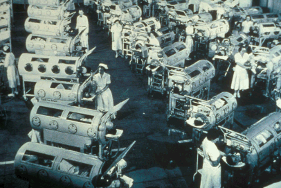 The Iron Lung ward at Rancho Los Amigos Hospital; Courtesy of The Food and Drug Administration